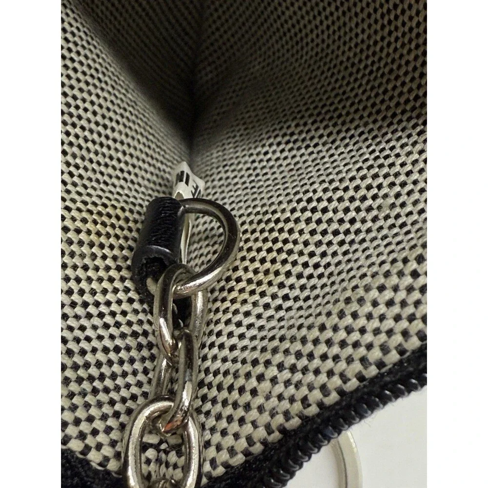 Dooney & Bourke Canvas DB Donegal Crest Wristlet Grey Black W/‎ Handstrap zip